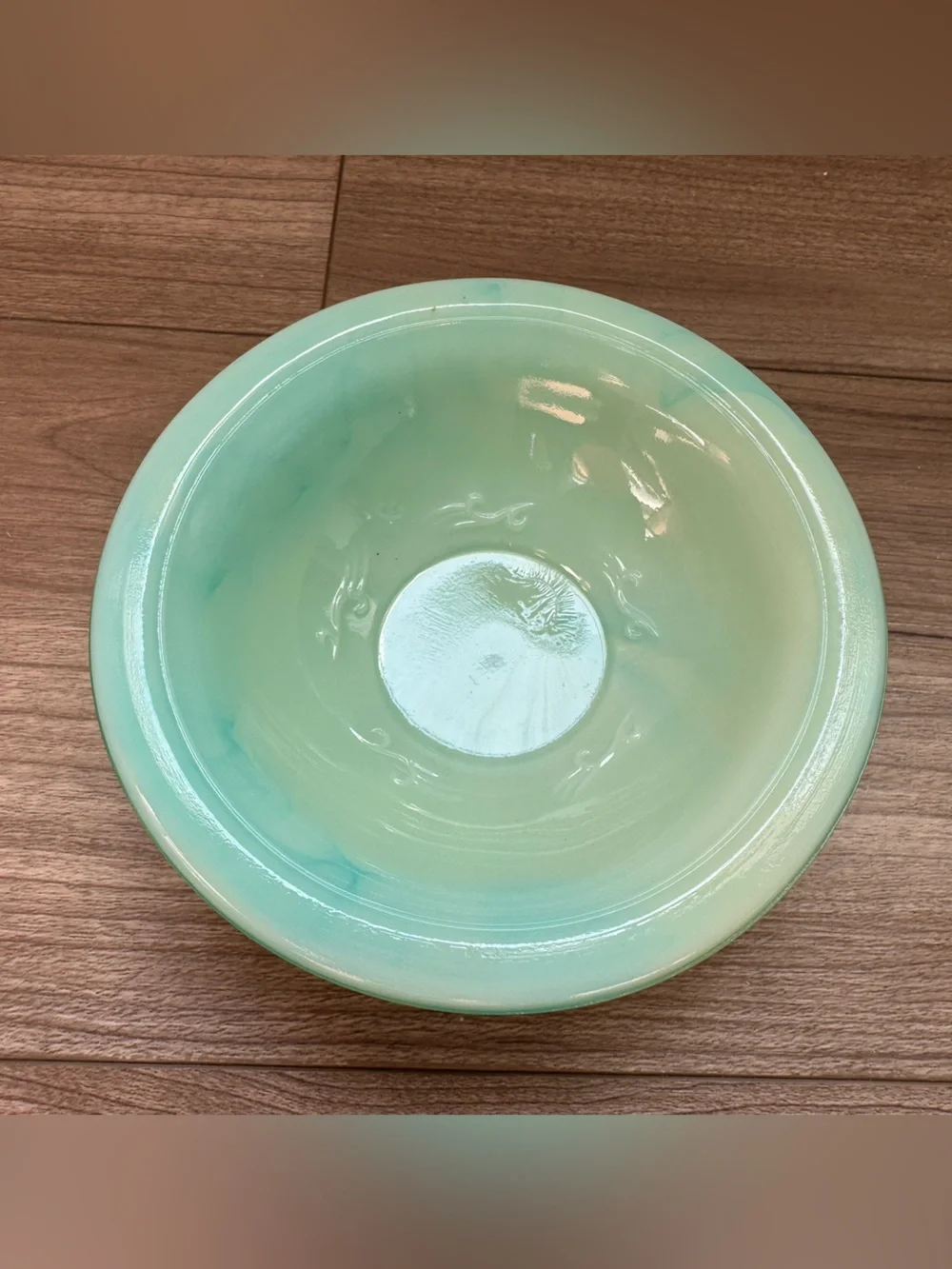 vintage 1970s Avon soap dish & bowl slag glass teal white jadeite-like finish